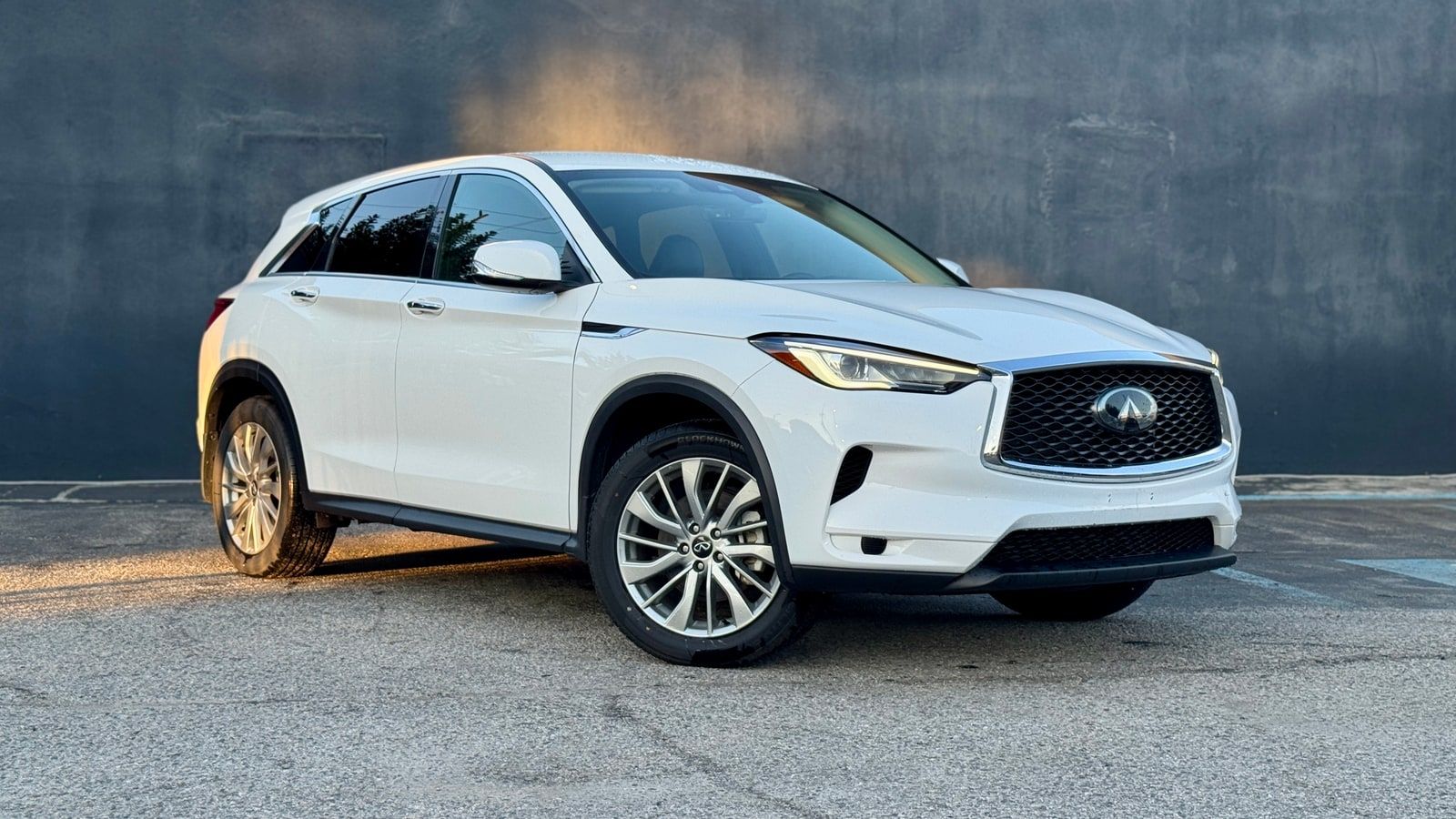 White Infiniti QX50 from a front three-quarter