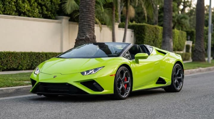 Green Lamborghini Huracan Evo Spider